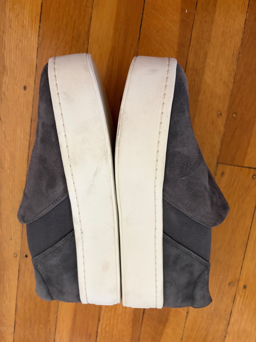 VINCE Warren platform slip on sneakers shoes buttery suede gray 5 35 vans lifts